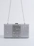 Glitter Rhinestone Decor Chain Box Bag