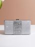 Glitter Rhinestone Decor Chain Box Bag