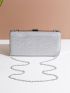 Glitter Rhinestone Decor Chain Box Bag