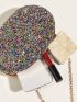 Mini Rhinestone Decor Chain Box Bag