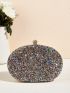 Mini Rhinestone Decor Chain Box Bag