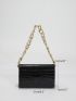 Crocodile Embossed Chain Square Bag