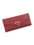 Metal Heart Decor Long Wallet