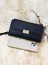 Black Long Wallet Metal Decor Credit Card Holder For Daily