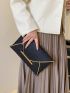 Crocodile Embossed Contrast Binding Envelope Bag