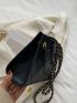 Stitch Detail Letter Print Grommet Eyelet Square Bag