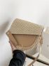 Mini Chain & Letter Patch Decor Flap Saddle Bag
