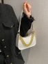 Crocodile Embossed Chain Decor Baguette Bag