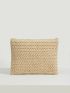 VCAY Pompom Decor Straw Bag