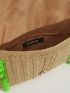 VCAY Pom Pom Decor Straw Bag