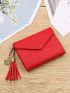 Tassel Decor Flap Small Wallet
