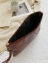 Litchi Embossed Tassel Decor Wristlet Bag