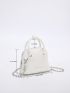 Mini Letter Graphic Litchi Embossed Dome Bag