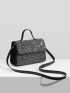 Rhinestone Decor Faux Suede Square Bag