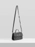 Rhinestone Decor Faux Suede Square Bag