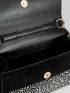 Rhinestone Decor Faux Suede Square Bag