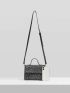 Rhinestone Decor Faux Suede Square Bag