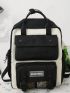 4pcs Colorblock Letter Patch Decor Backpack Set