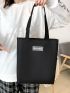 4pcs Colorblock Letter Patch Decor Backpack Set