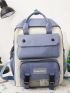 4pcs Colorblock Letter Patch Decor Backpack Set
