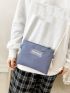 4pcs Colorblock Letter Patch Decor Backpack Set