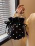 Mini Faux Pearl Decor Drawstring Design Bucket Bag