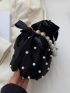 Mini Faux Pearl Decor Drawstring Design Bucket Bag