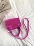 Mini Crocodile Embossed Double Handle Square Bag