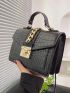 Crocodile Embossed Chain Decor Flap Square Bag