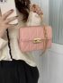 Mini Flap Square Bag Quilted Pattern Metal Decor Minimalist