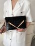 Crocodile Embossed Metal Decor Envelope Bag