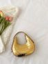 Metallic Crocodile Embossed Hobo Bag