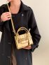 Mini Metallic Double Handle Square Bag
