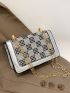 Mini Rhinestone Decor Flap Square Bag