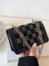 Mini Rhinestone Decor Flap Chain Square Bag