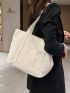 Letter Patch Decor Canvas Shopper Bag