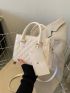 Quilted Double Handle Square Bag With Coin Purse