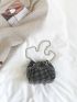 Faux Pearl & Rhinestone Decor Bucket Bag