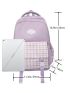 Gingham Pattern Functional Backpack With Bag Charm