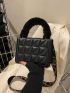 Mini Quilted Fluffy Handle Square Bag