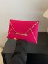 Neon Pink Crocodile Embossed Metal Decor Flap Envelope Bag