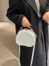 Mini Letter Graphic Top Handle Circle Bag