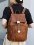 Buckle Decor Flap Backpack