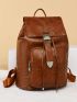 Buckle Decor Flap Backpack