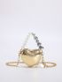 Mini Metallic Crocodile Embossed Chain Decor Novelty Bag