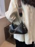 Metal & Chain Decor Hobo Bag, Gothic Crossbody Bag