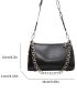 Metal & Chain Decor Hobo Bag, Gothic Crossbody Bag