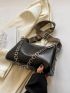 Metal & Chain Decor Hobo Bag, Gothic Crossbody Bag