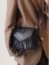 Mini Fringe Decor Flap Square Bag