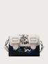 Mini Colorblock Letter & Cartoon Pattern Square Bag